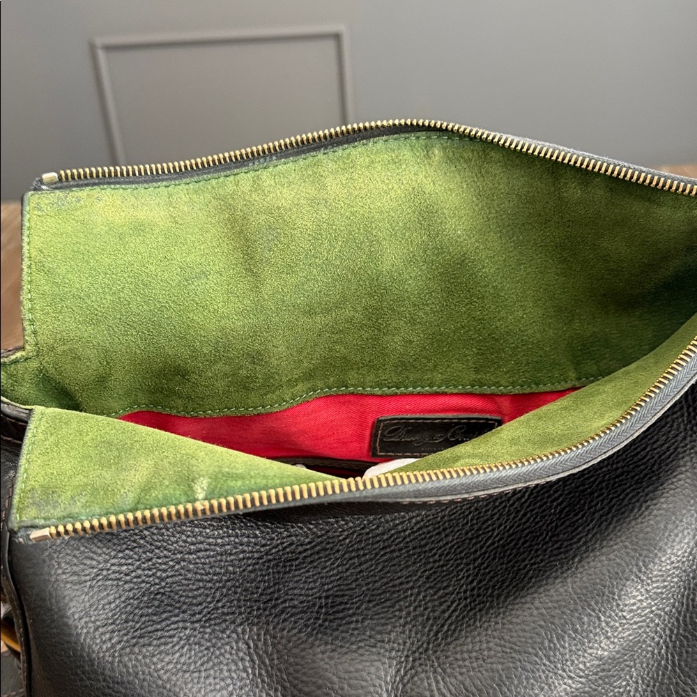 Dooney & Bourke Florentine Black Leather Foldover Tassle Large Crossbody Bag - Picture 12 of 16